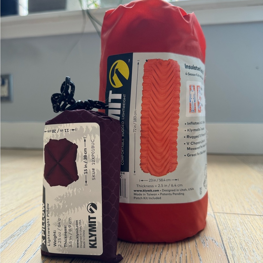 Klymit Insulated Static V Sleeping Pad and X Pillow
